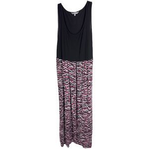 Daisy Fuentes Plus Size 3X‎ Maxi Dress Black Pink Color Block Sleeveless 789